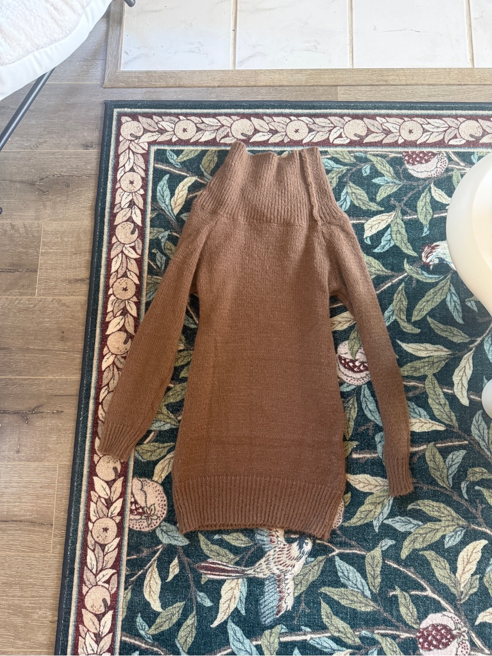 Women's Brown Off-Shoulder Knit Sweater
